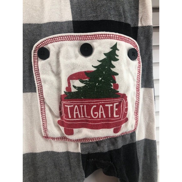 Lazy one size 12M  plaid holiday Union suit zip up - Picture 4 of 5